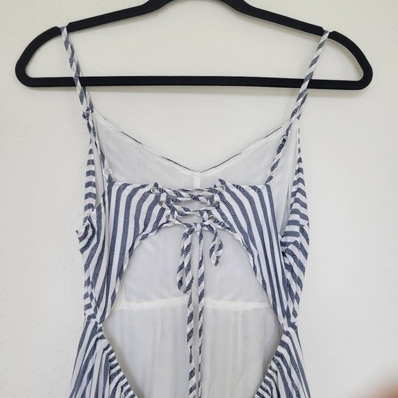 Mustard Seed | Striped Hi-Low Midi Slip Dress Blue White Size M - Picture 3 of 11